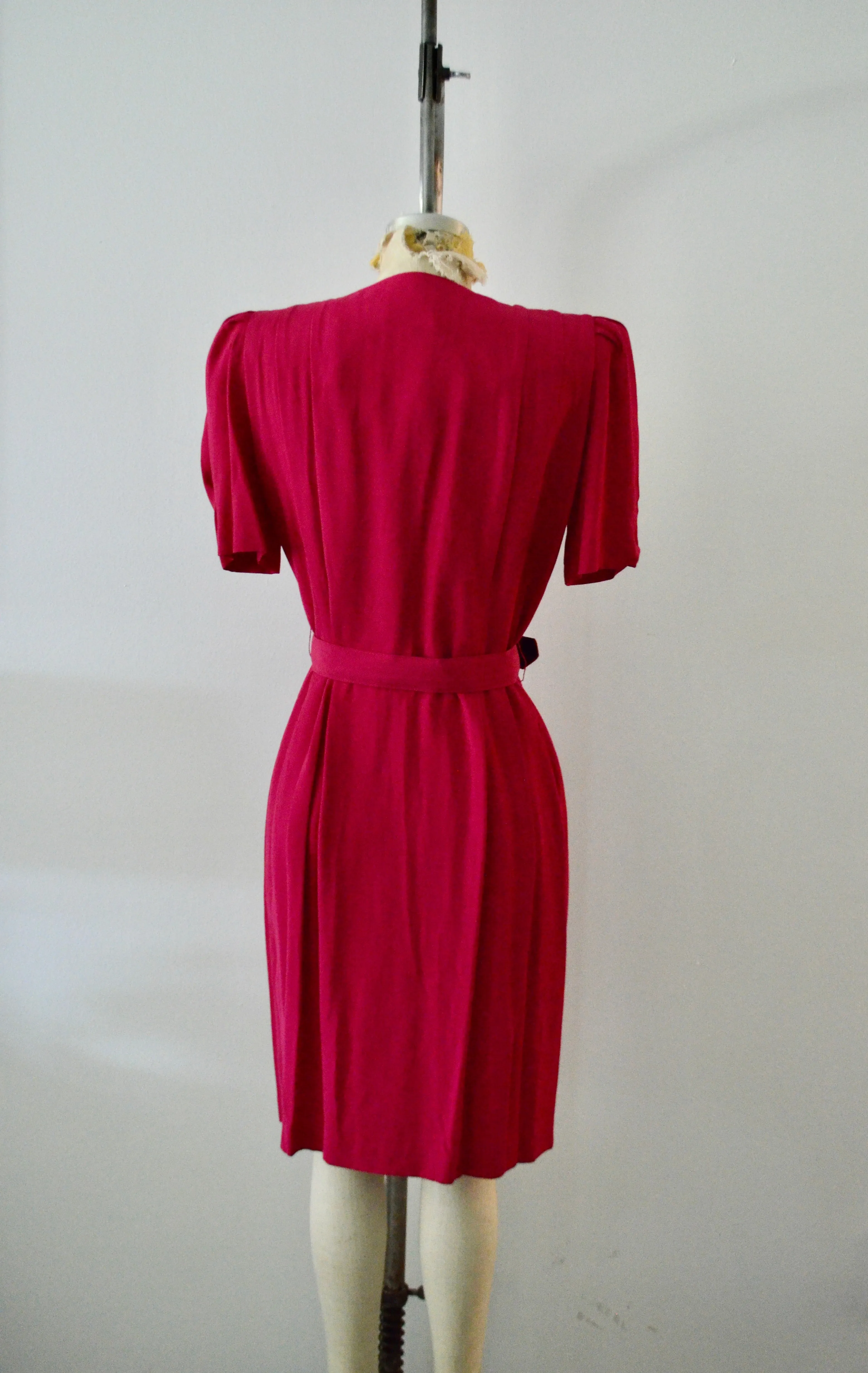 1980S Blazer Dress By S L Petites Pink Button Down Shirt Dress With Matching Belt Linen Shoulder Pads