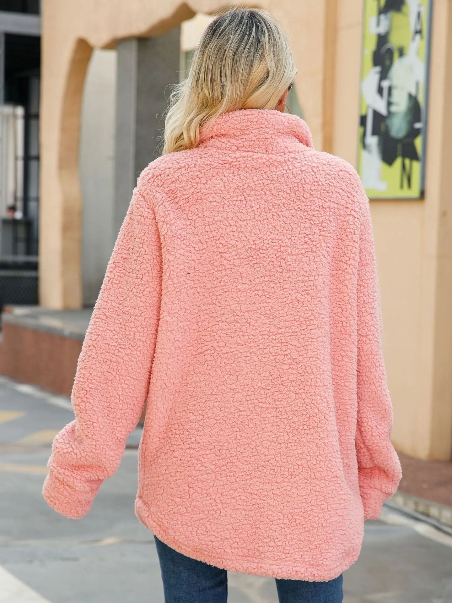 Autumn Woman Long Shearling Plush Shirt Jacket