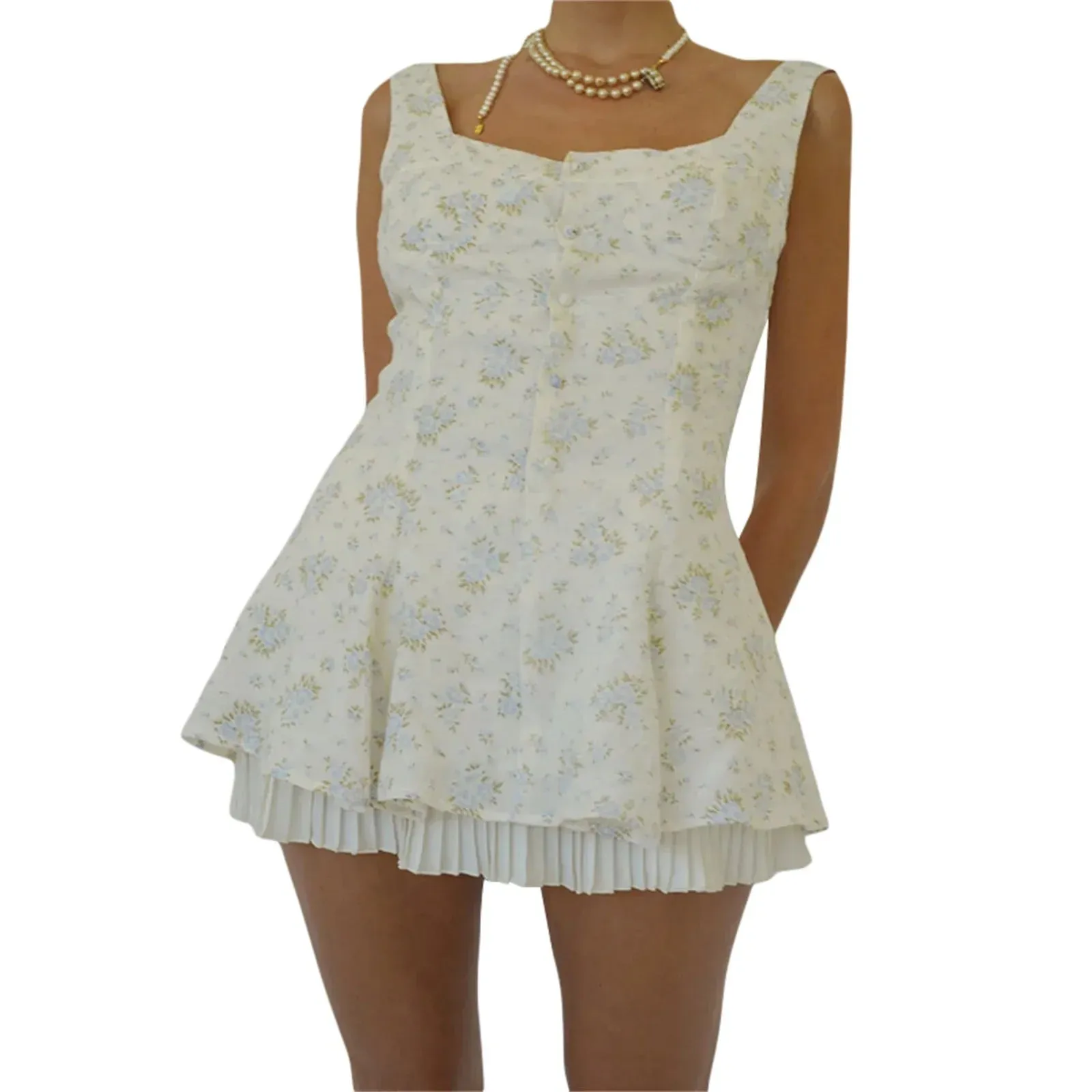Boho Floral Mini Flowy Beach Sundress Sexy Square Neck Backless A-line Ruffle Party Casual Women Dress