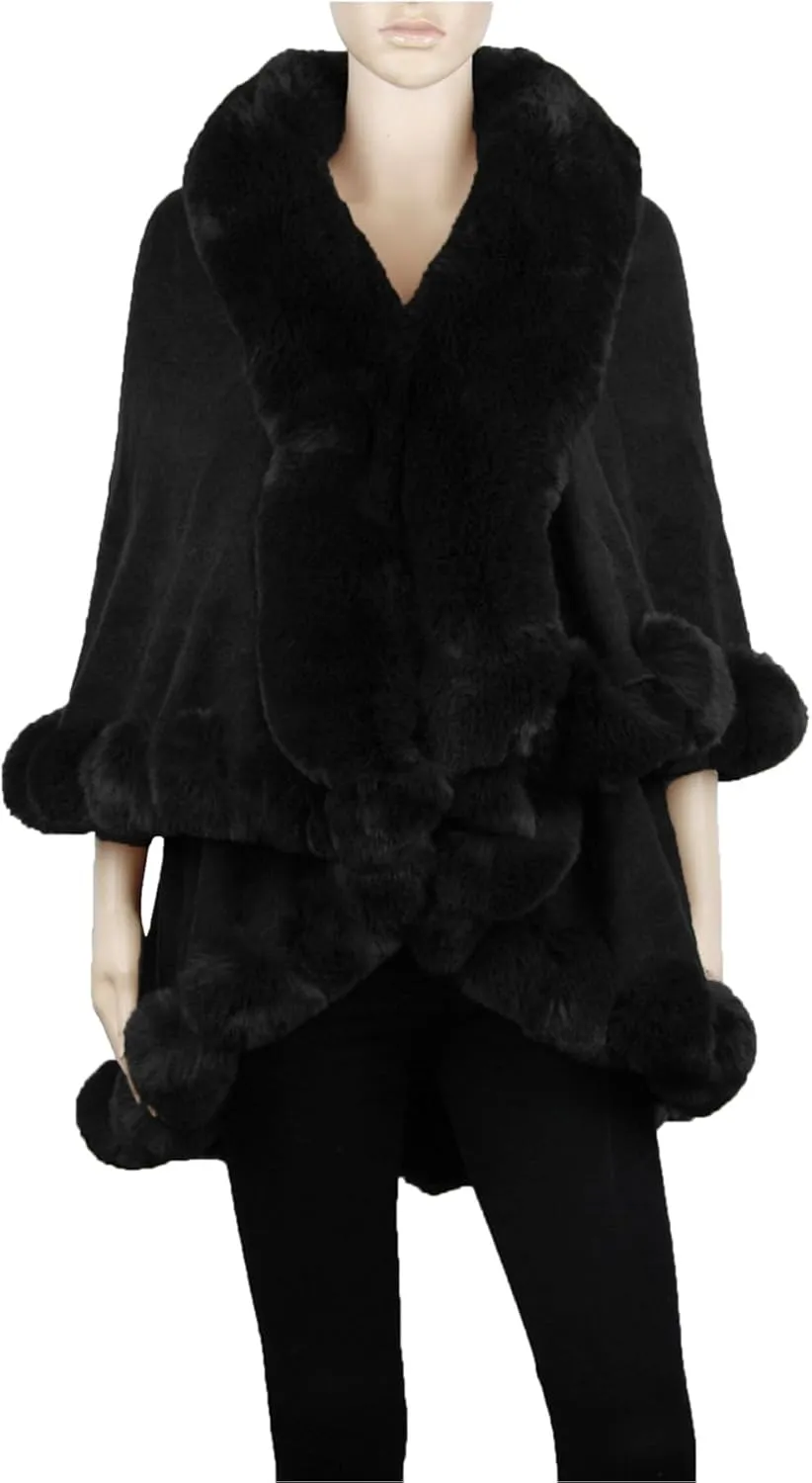 BYOS Women’s Winter Stylish Oversized Solid Plaid Fleece Poncho Blanket Wrap Cape