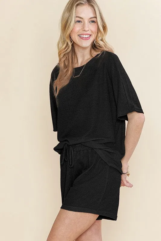Casual Tee and Drawstring Shorts Set