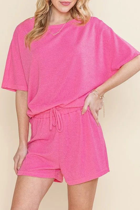 Casual Tee and Drawstring Shorts Set
