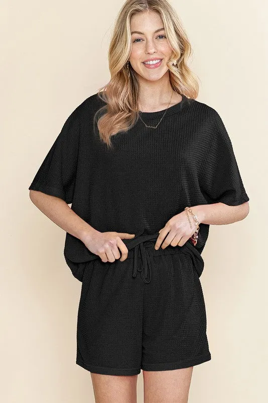 Casual Tee and Drawstring Shorts Set