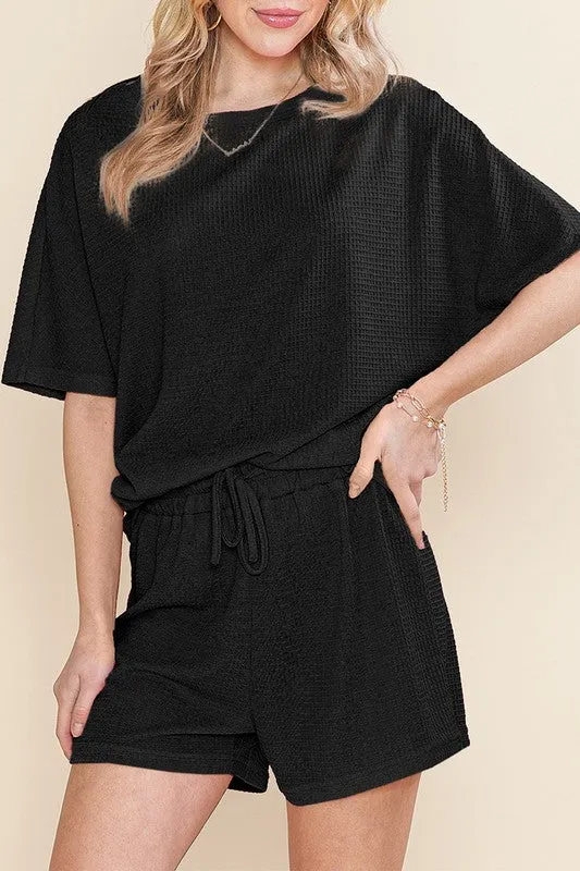 Casual Tee and Drawstring Shorts Set