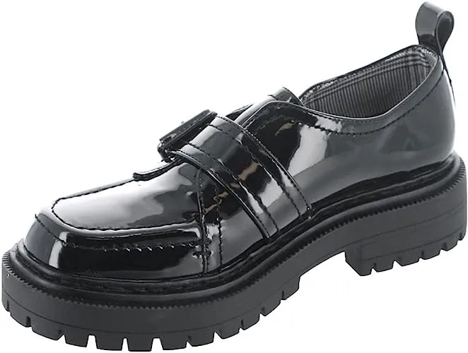 Circus by Sam Edelman Edelle Black Lugged-Sole Monk-Strap Slip On Loafers