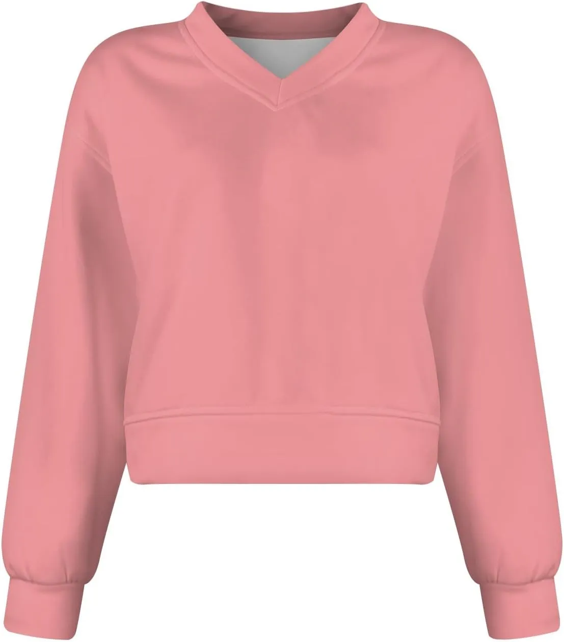 Cropped Sweatshirts for Women Oversized Casual Tunic V Neck Sweater Pullover Long Sleeve Sexy Comfy Fleece Pullover Tops