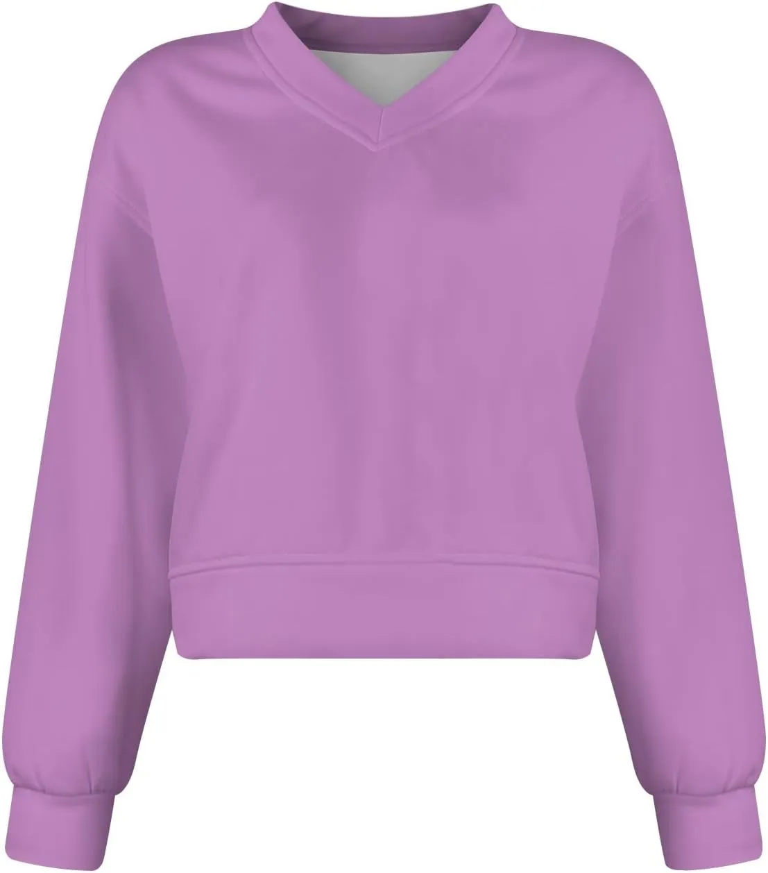 Cropped Sweatshirts for Women Oversized Casual Tunic V Neck Sweater Pullover Long Sleeve Sexy Comfy Fleece Pullover Tops
