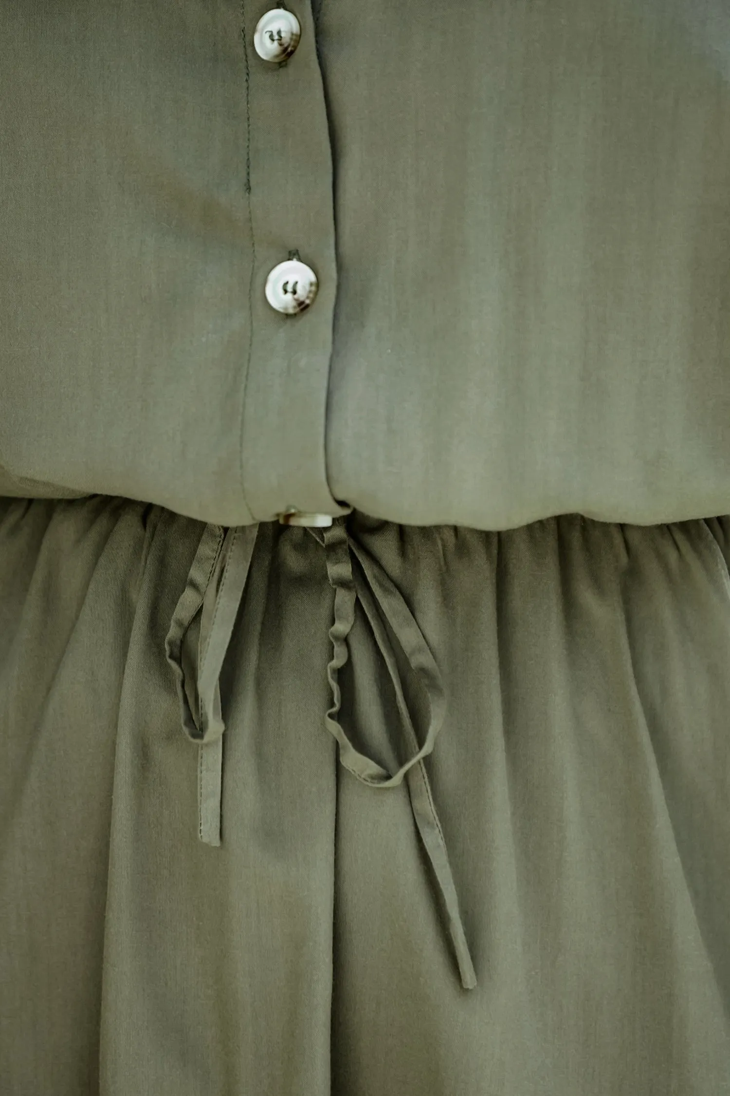 Drawstring Waist Button-Front Shirt Dress