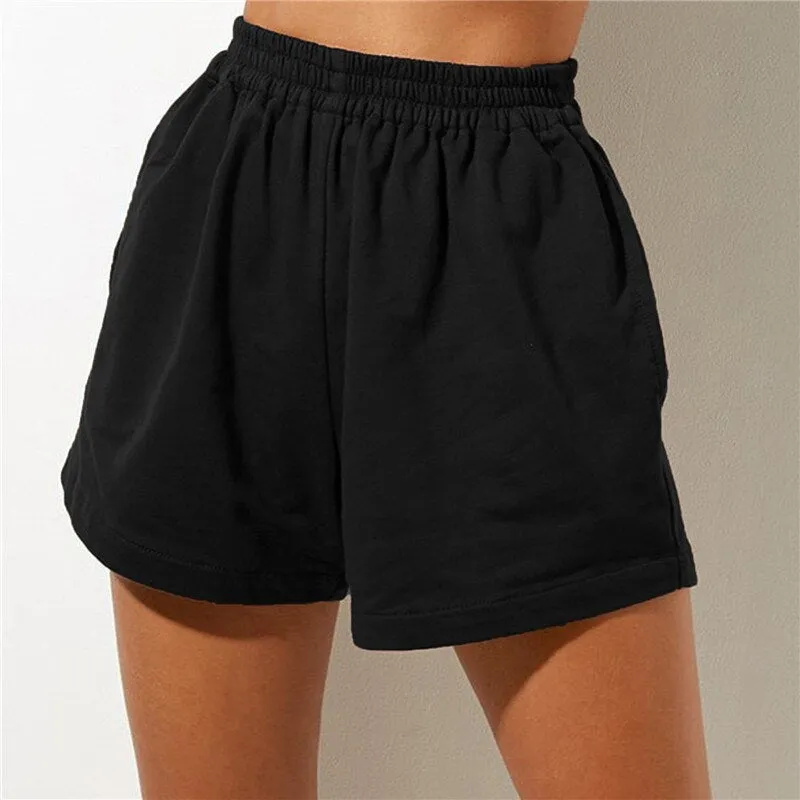 DressBetty - Casual Solid Color Sweat Shorts