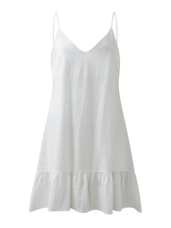 Essential Summer Cotton Cami Sundress with Ruffle Hem
