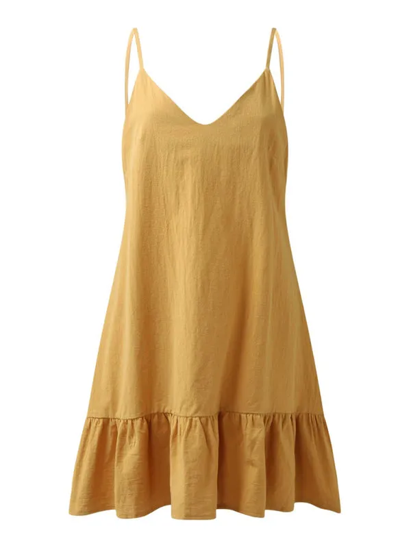 Essential Summer Cotton Cami Sundress with Ruffle Hem