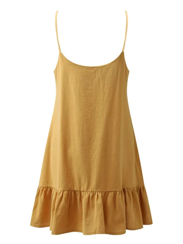 Essential Summer Cotton Cami Sundress with Ruffle Hem