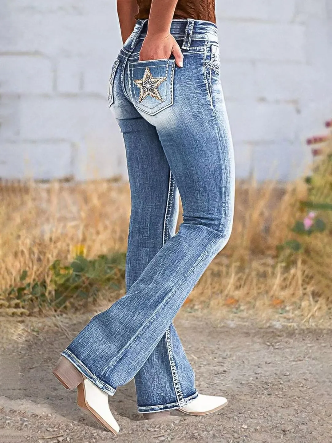 Flamingals Bootcut Wide Leg Butt Lifting Tummy Control Jeans for Women Stretch Curvy Flare Denim Pants