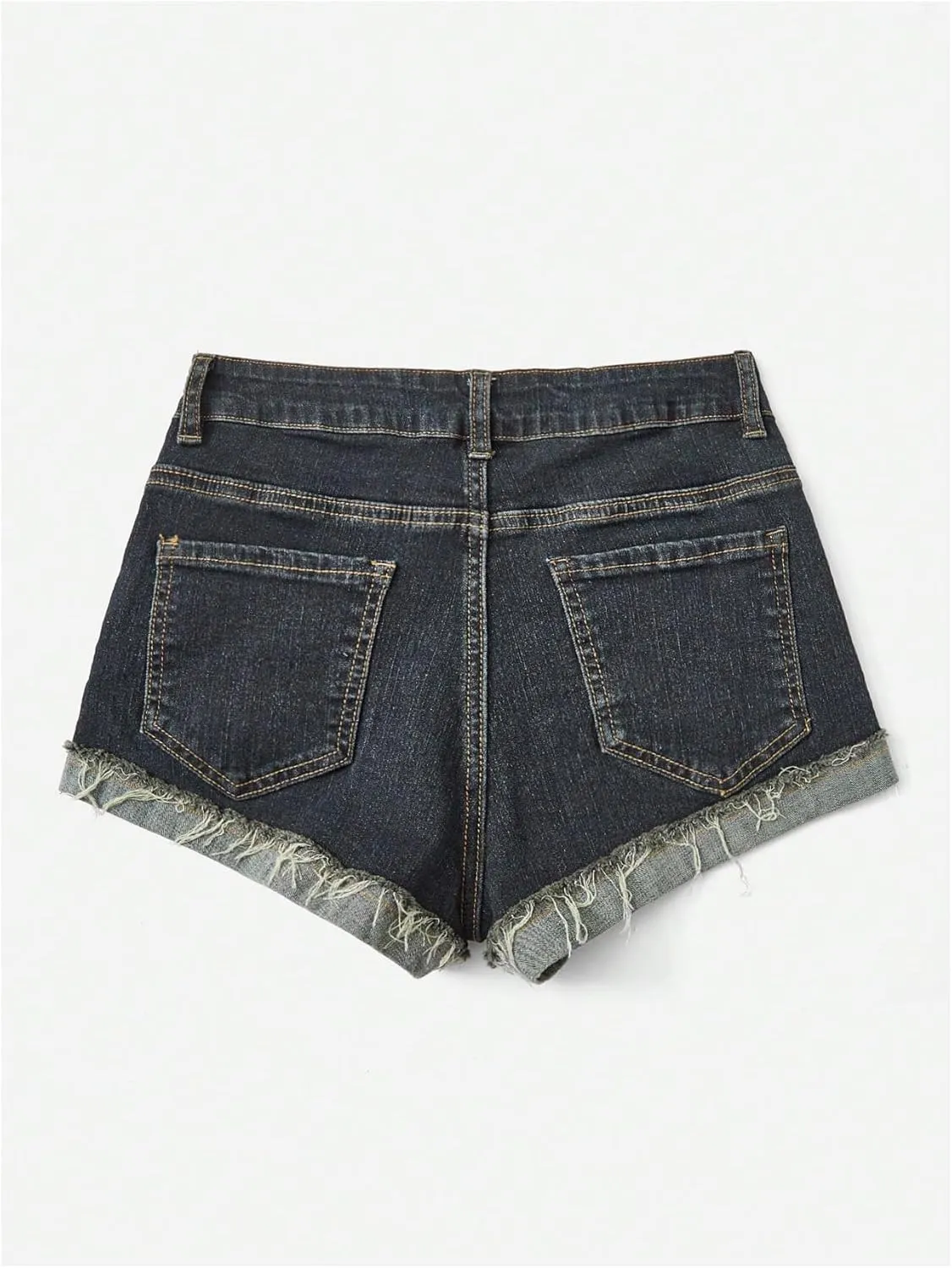 Floerns Women's Distressed Skinny Denim Shorts Low Waist Rolled Hem Casual Short Jeans