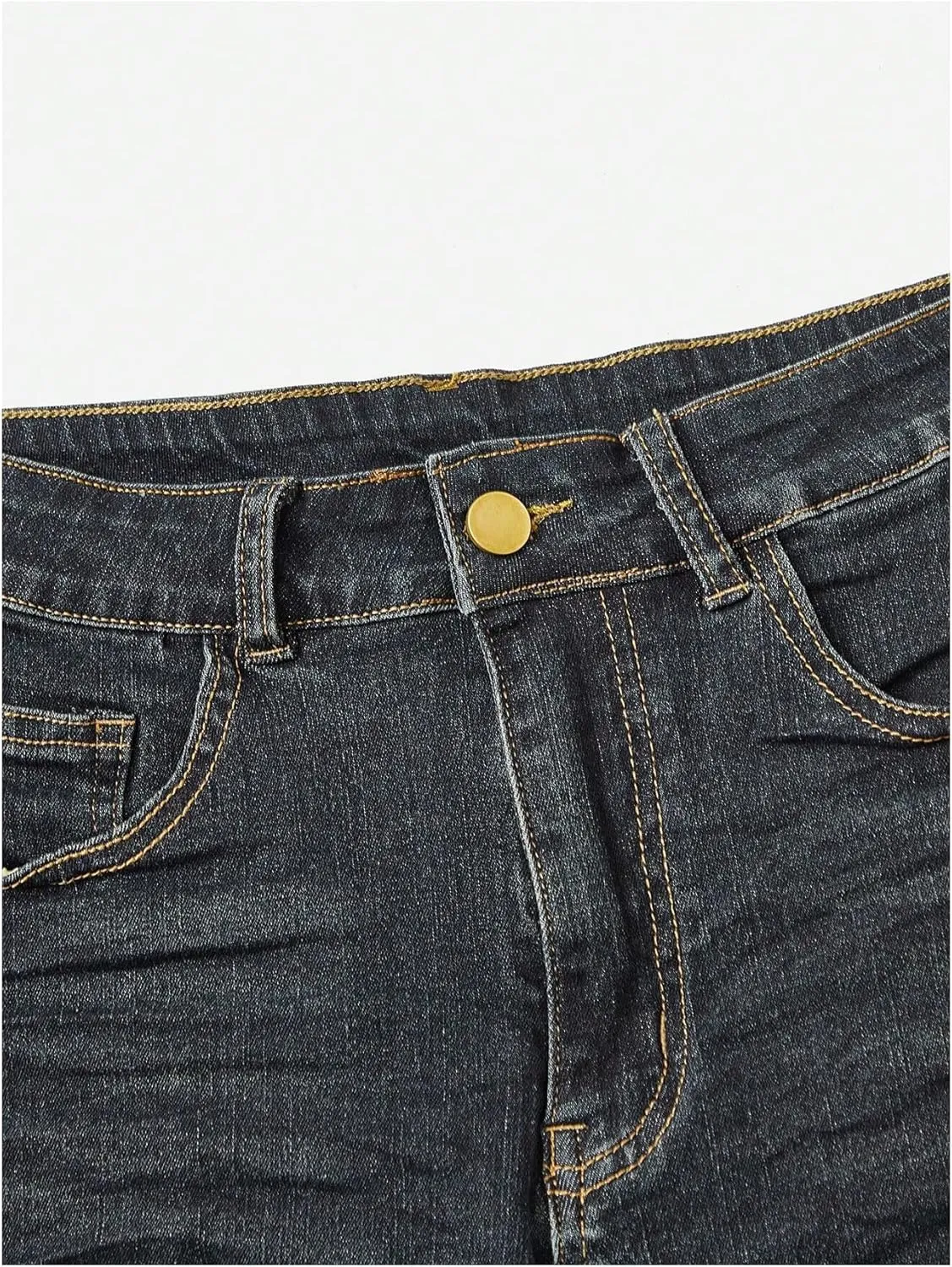 Floerns Women's Distressed Skinny Denim Shorts Low Waist Rolled Hem Casual Short Jeans