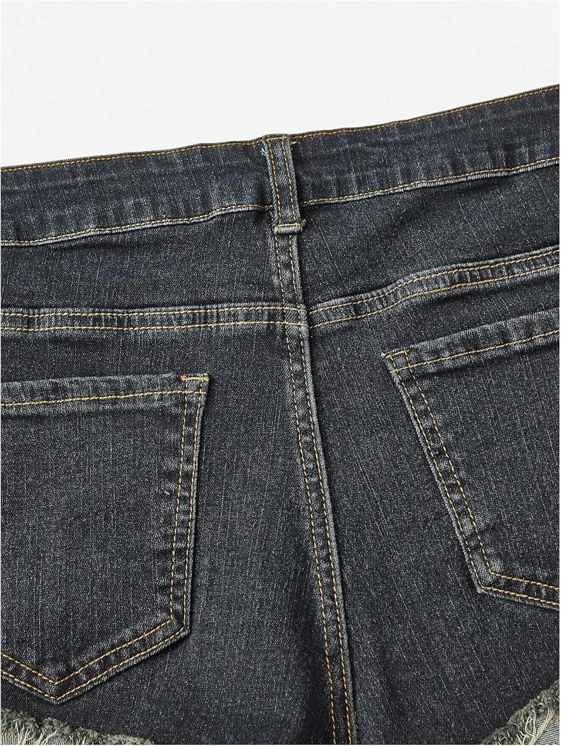 Floerns Women's Distressed Skinny Denim Shorts Low Waist Rolled Hem Casual Short Jeans