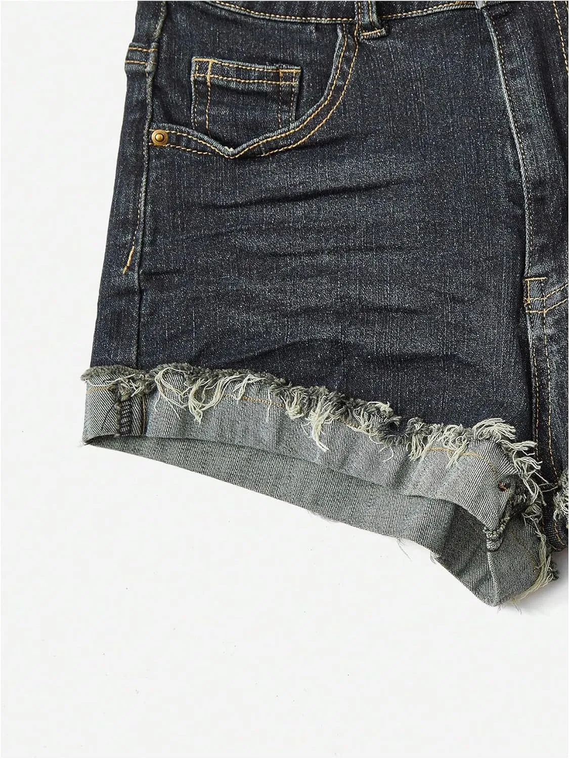 Floerns Women's Distressed Skinny Denim Shorts Low Waist Rolled Hem Casual Short Jeans