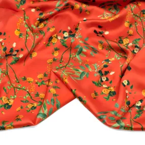 Floral Passion Poly Satin - Firecracker