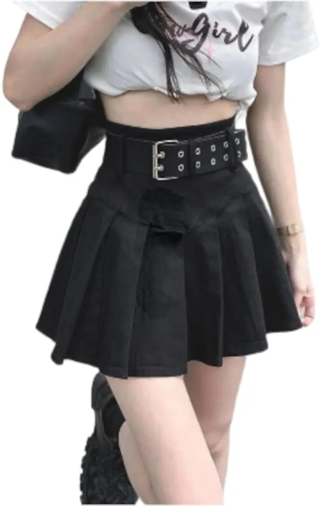 High Waist Pleated Mini Skirt with Belt  Trendy Fashionable Women's Skirt