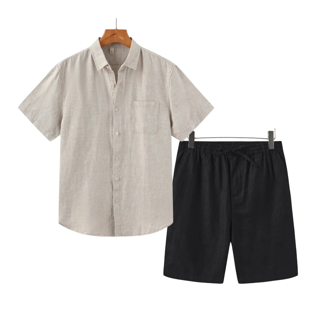 Icarus Linen Shorts Set - Lightweight Casual T-Shirt for Effortless Summer Style