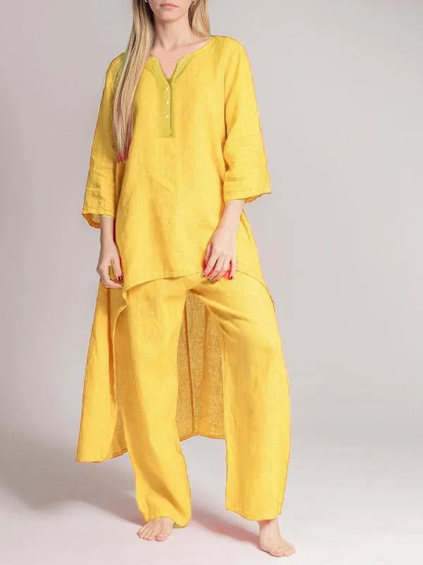 Ivyshape | Casual Linen Two-Piece Set for Women