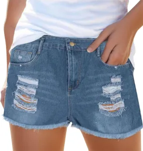 Jean Shorts for Women Denim High Waisted Stretchy Summer 2024 Casual Frayed Denim Short Classic Trendy Summer 2024