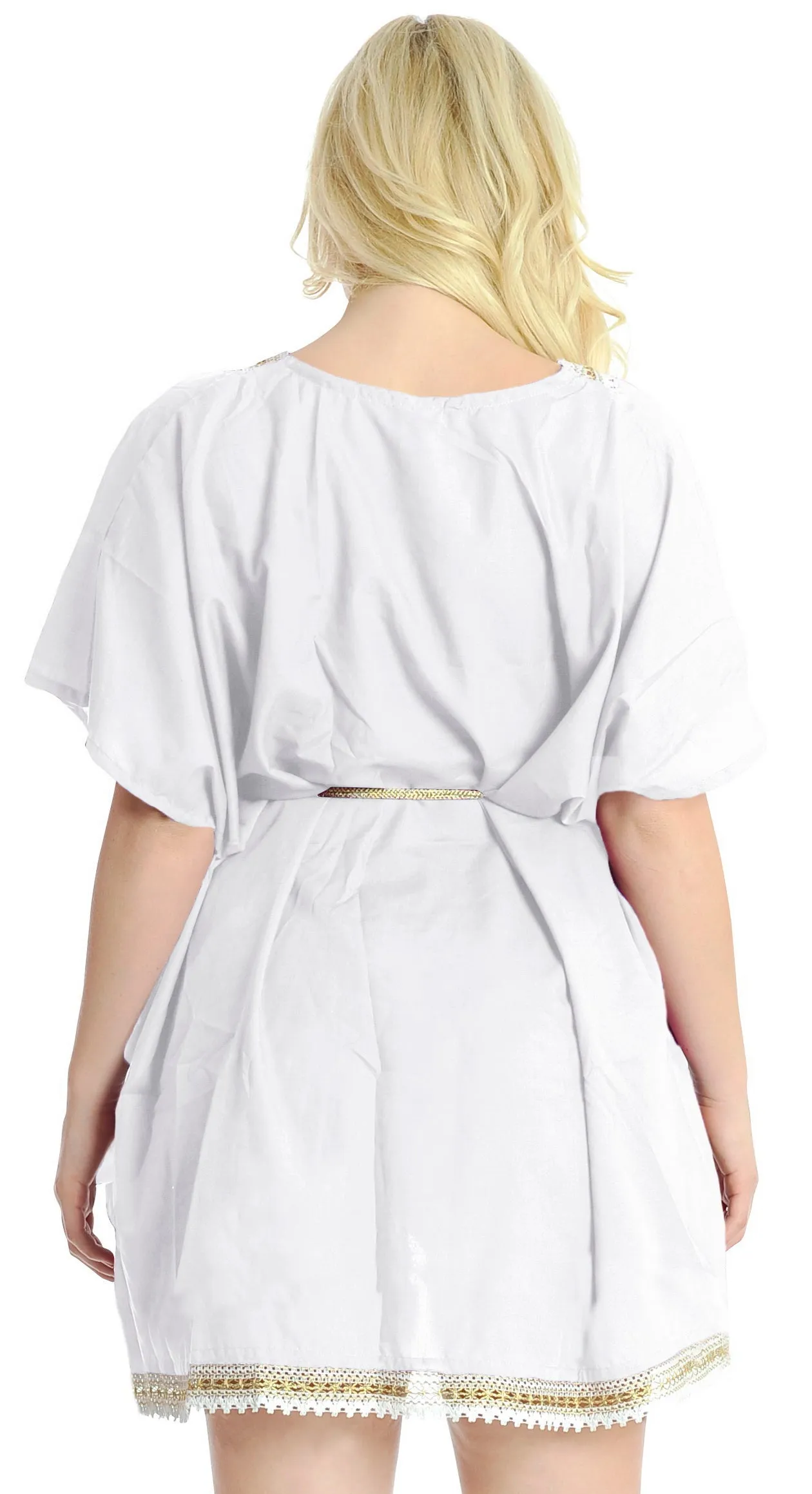 La Leela SMOOTH RAYON WOMEN Cover up Bikini Swimwear TUNIC Beach Dress White
