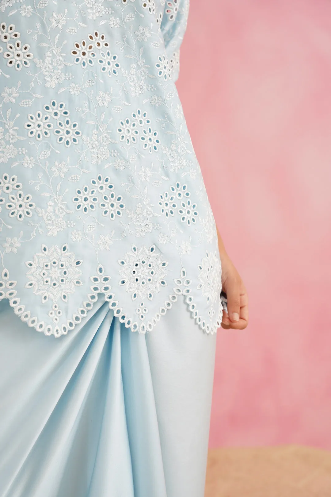 Light Blue Embroidered Skirt Set
