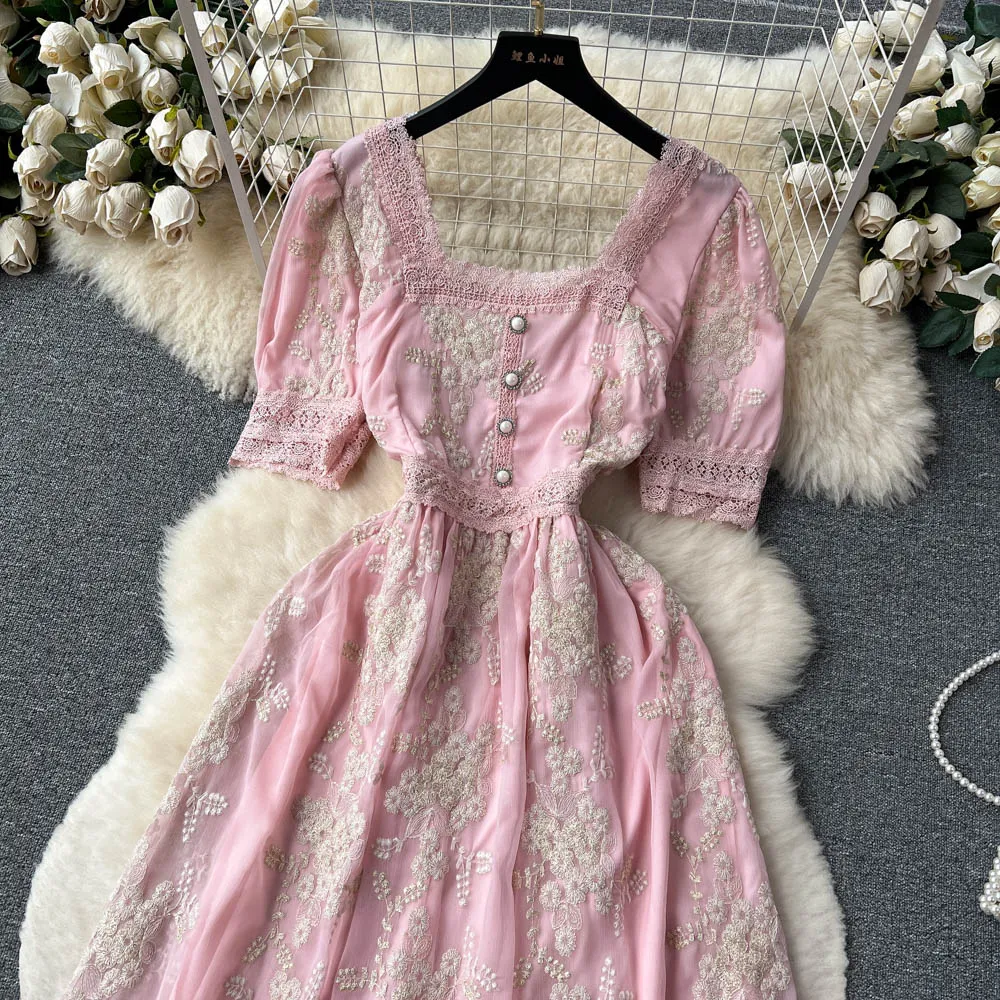 Lilou's Vintage French Inspired Lace Embroidery Sundress