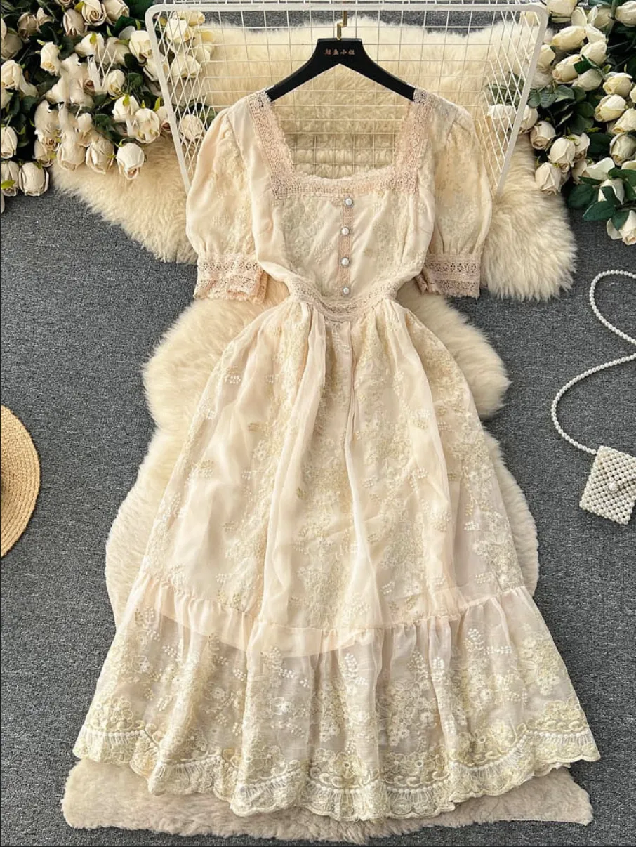 Lilou's Vintage French Inspired Lace Embroidery Sundress
