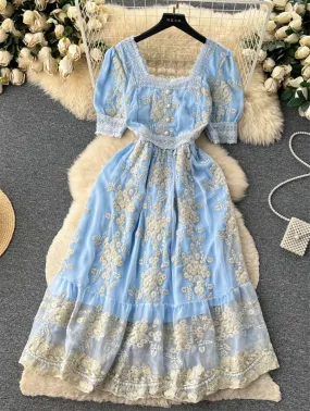 Lilou's Vintage French Inspired Lace Embroidery Sundress