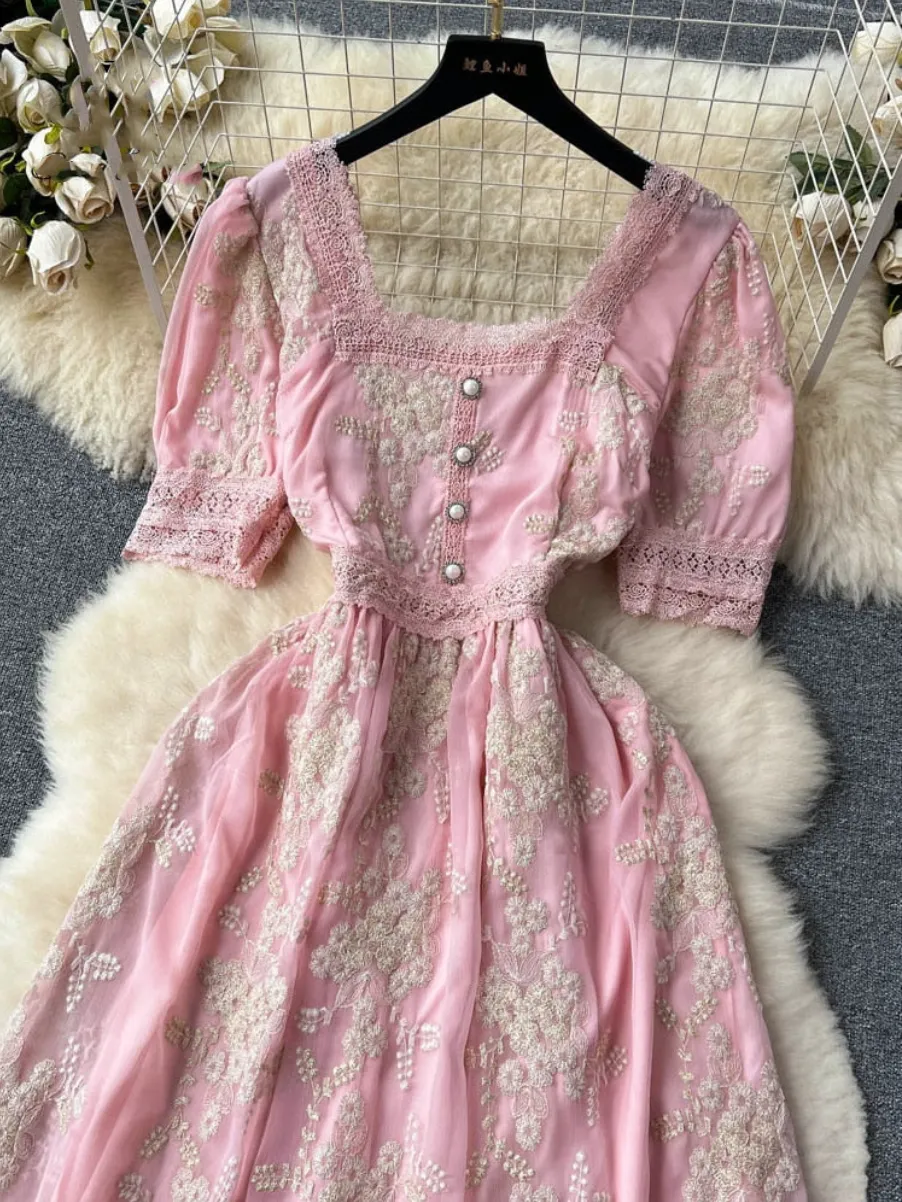 Lilou's Vintage French Inspired Lace Embroidery Sundress