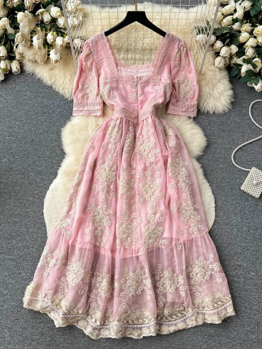 Lilou's Vintage French Inspired Lace Embroidery Sundress