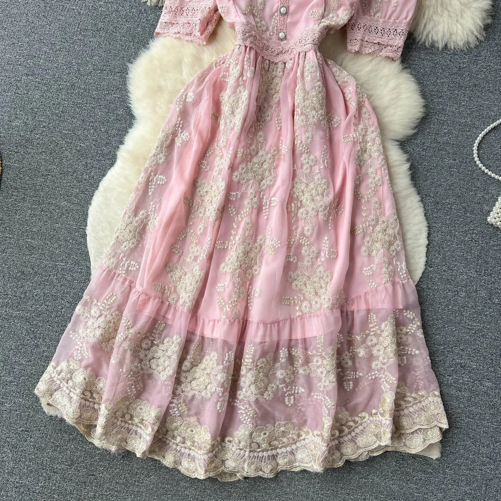 Lilou's Vintage French Inspired Lace Embroidery Sundress
