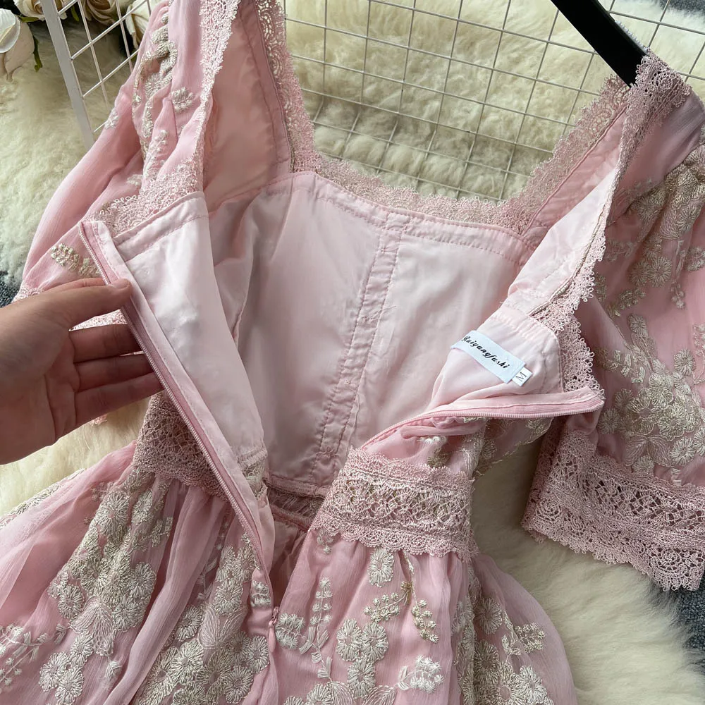 Lilou's Vintage French Inspired Lace Embroidery Sundress