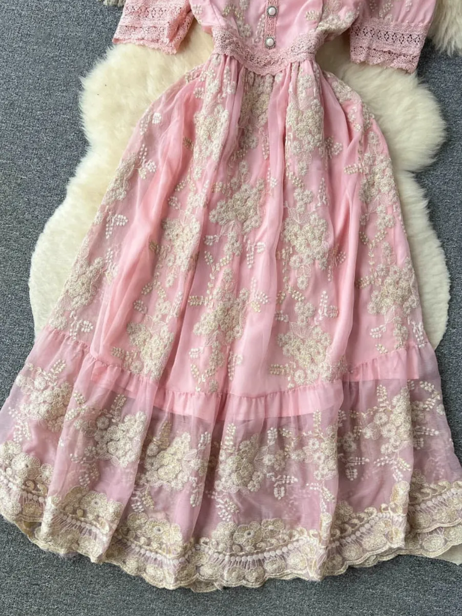 Lilou's Vintage French Inspired Lace Embroidery Sundress