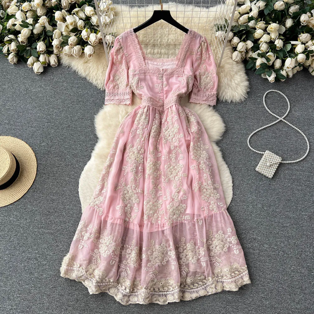 Lilou's Vintage French Inspired Lace Embroidery Sundress