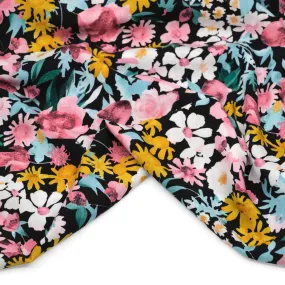 Lively Flowerbed Rayon Voile - Black/Blush/Marigold