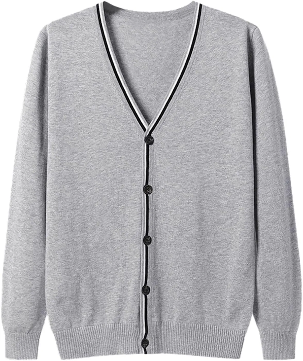 Mens Button Down Long Sleeve Shirt Knit V Neck Cardigan Botton Down Slim Autumn Tops College Students Outfits