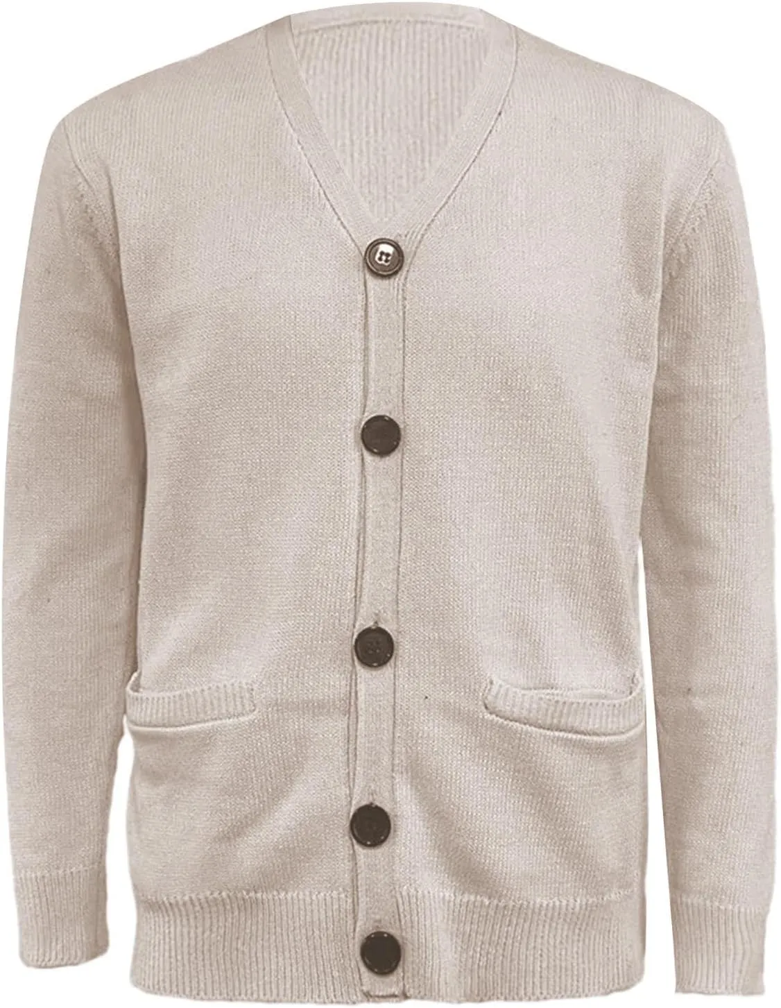 Mens Loose Button Up Knit Cardigan Soft Lightweight V-Neck Long Sleeve Sweater Basic Designed Knitted Outwear
