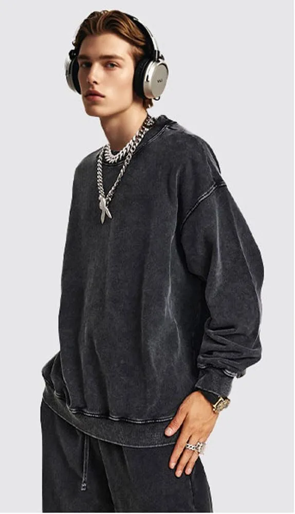 Mens Oversized Vintage Hoddies Unisex Acid Wash Streetwear Pullover Trendy Baggy Hoodies