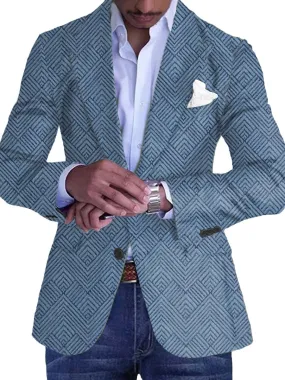 Men's Retro Geometric Print Casual Blazer
