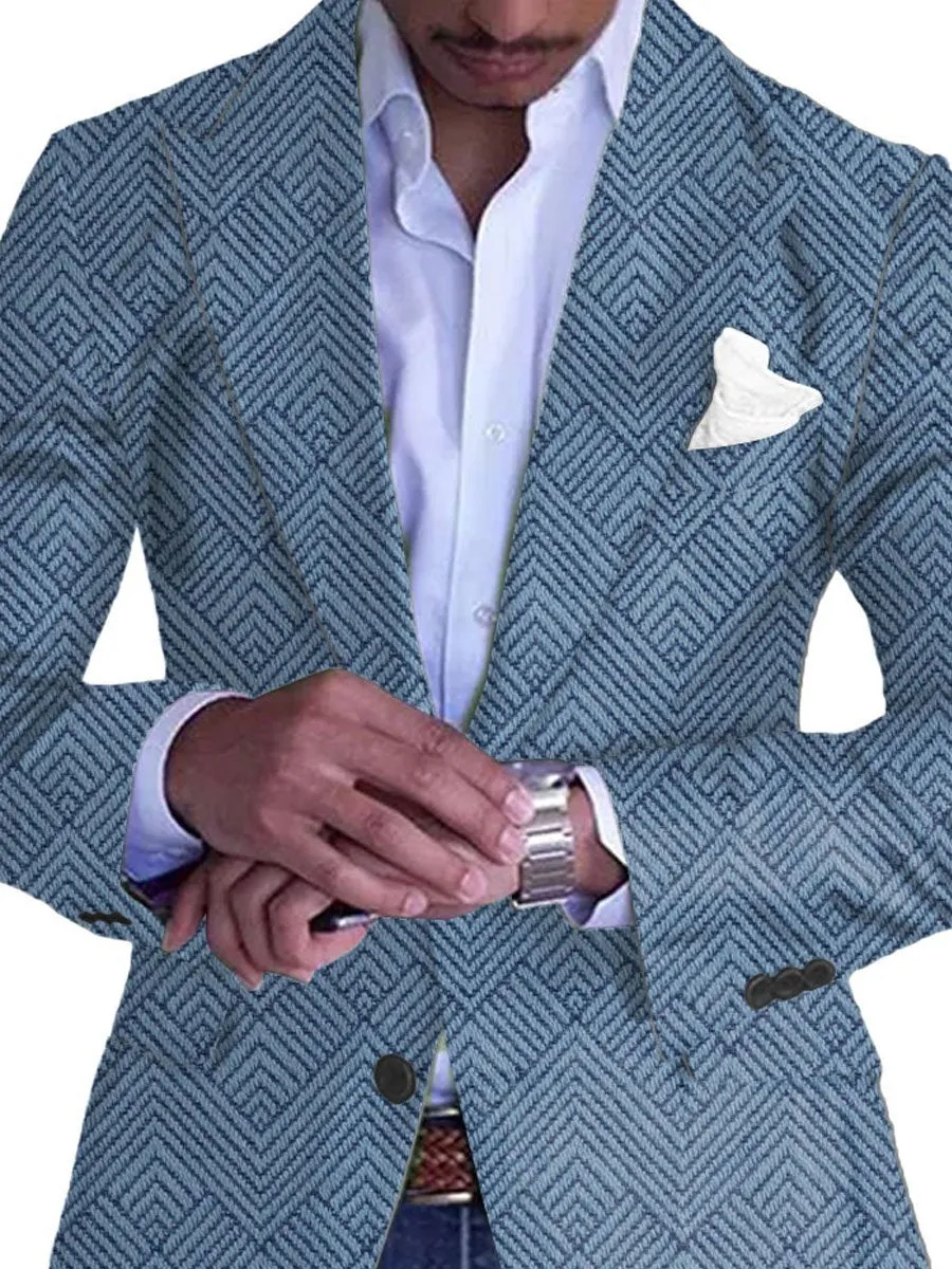 Men's Retro Geometric Print Casual Blazer