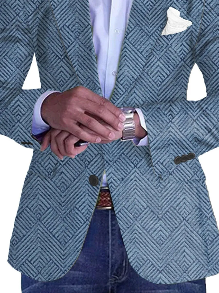 Men's Retro Geometric Print Casual Blazer