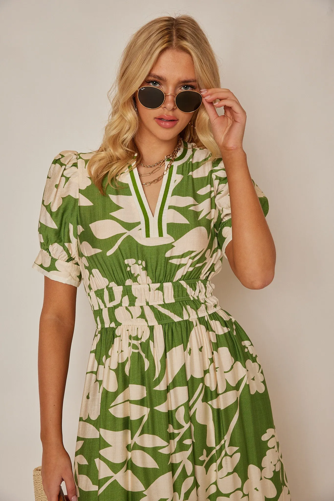 Meryl Floral Puff Sleeve Midi Dress