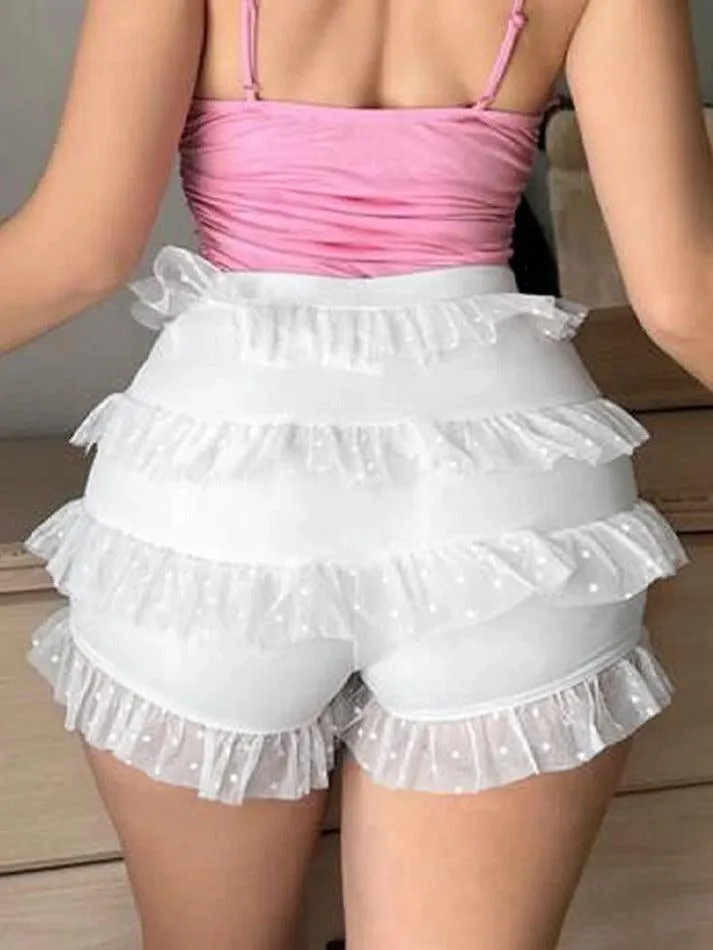 Mesh Tiered High Rise Shorts