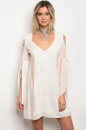 Misses Pink Tie Dye Lace Up Skater Dress