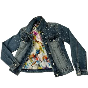 Pearls Hand-Beaded Denim Jackets, Limited Edition- HUMMINGBIRD