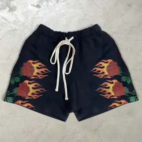 Personalized rose print casual shorts