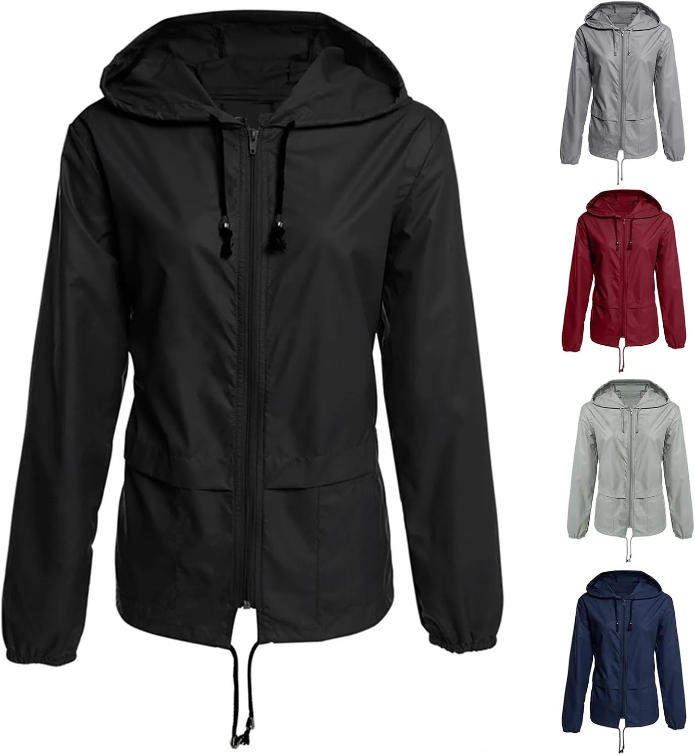 Rain Jacket Womens Waterproof with Hood Lightweight Packable Jacket Hiking Outdoor Travel Windbreaker